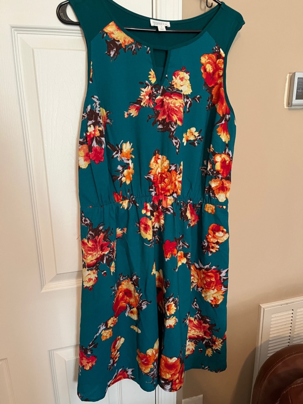 Market & Spruce Teal Floral Sleeveless Dress